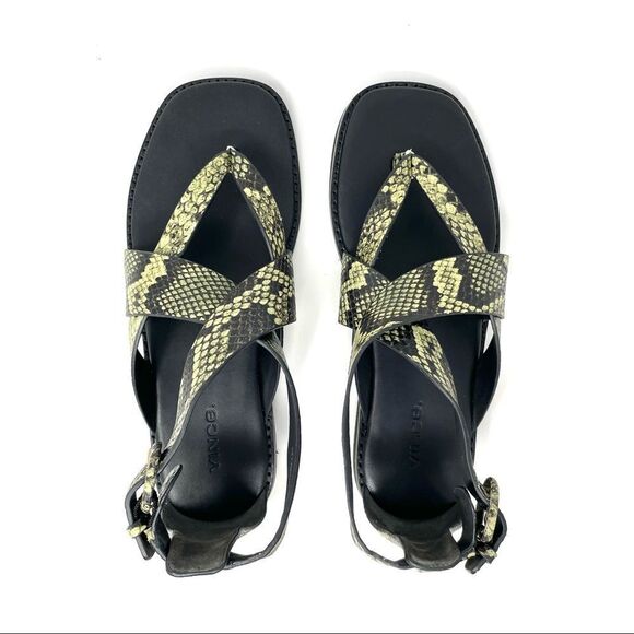 NEW Vince Morris Green Snakeprint Leather Toe Post Sandals Size 37.5/ 7.5🎁 - Picture 5 of 8
